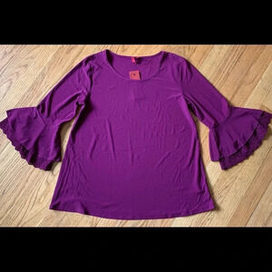 Love Scarlett Lace Ruffle Sleeve Top Size M Stretchy NWT